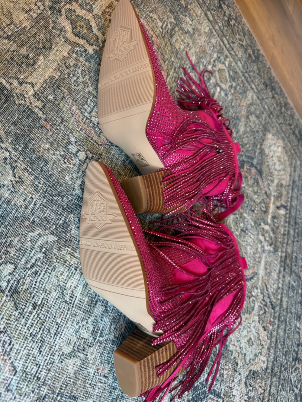 Ouepiano Fuchsia Pink Fringe Cowboy Boots - Picture 4 of 5
